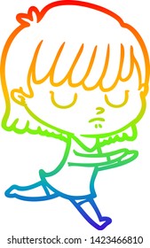 dibujo de una mujer de dibujos animados con gradiente de arco iris