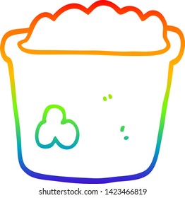 rainbow gradient line drawing of a cartoon pot of earth
