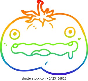 dibujo de la línea de gradiente del arco iris de un tomate de dibujos animados