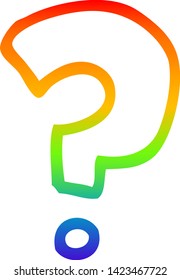 rainbow gradient line drawing of a cartoon question mark