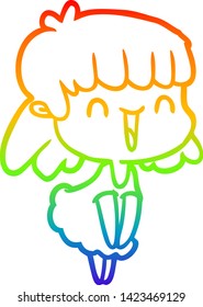 dibujo de una mujer de dibujos animados con gradiente de arco iris