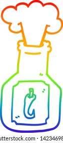 rainbow gradient line drawing of a cartoon hot chili sauce