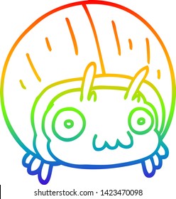 rainbow gradient line drawing of a cartoon huge beetle