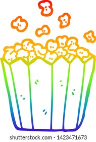 rainbow gradient line drawing of a cartoon popcorn