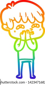 Regenbogen-Farbverlauf-Zeichnung eines Cartoon-Neugierigen
