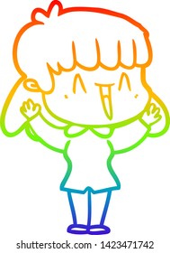 dibujo de una mujer de dibujos animados con gradiente de arco iris