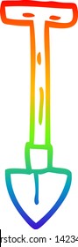 rainbow gradient line drawing of a cartoon spade