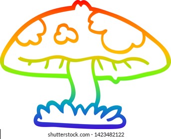 rainbow gradient line drawing of a cartoon mushroom
