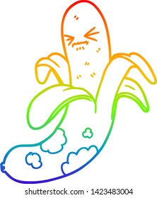 dibujo de la línea de gradiente del arcoiris de un plátano podrido