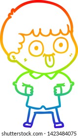 rainbow gradient line drawing of a cartoon man staring