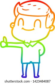 rainbow gradient line drawing of a cartoon friendly man