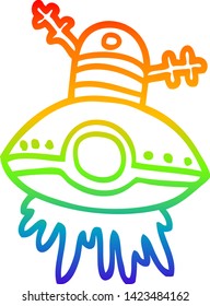 dibujo de una nave espacial alienígena con gradiente arco iris