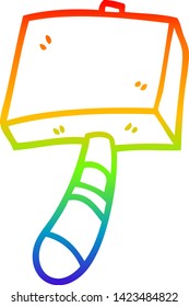 rainbow gradient line drawing of a cartoon hammer