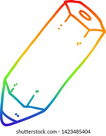 rainbow gradient line drawing of a cartoon pencil
