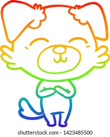rainbow gradient line drawing of a cartoon dog