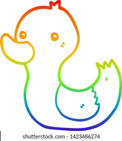 rainbow gradient line drawing of a cartoon duck