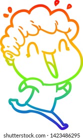 Regenbogen-Farbverlauf-Zeichnung eines Cartoons glücklichen Mann