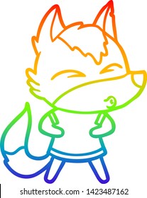 dibujo de una línea degradada de un lobo de dibujos animados