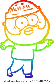 Regenbogen-Farbverlauf-Zeichnung eines Cartoon-Bärenmanns