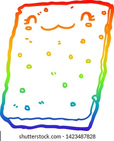rainbow gradient line drawing of a cartoon biscuit