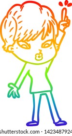 rainbow gradient line drawing of a cartoon woman