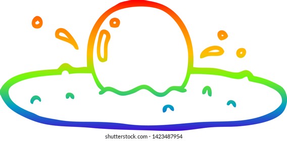 rainbow gradient line drawing of a cartoon fried egg