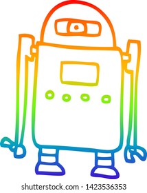 rainbow gradient line drawing of a cartoon robot