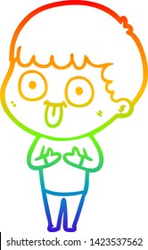 rainbow gradient line drawing of a cartoon man staring