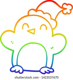 dibujo de un pingüino caricaturista con sombrero de navidad