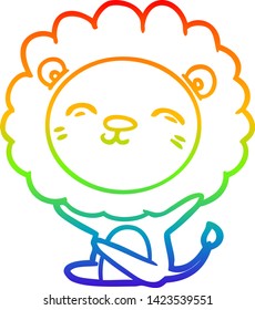 dibujo de una línea de gradiente de arco iris de un león de dibujos animados