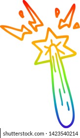 rainbow gradient line drawing of a cartoon magic wand