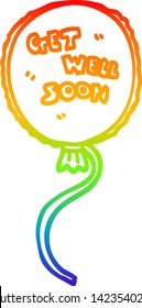 rainbow gradient line drawing of a cartoon get well soon balloon