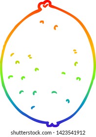 rainbow gradient line drawing of a cartoon lemon