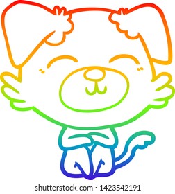 rainbow gradient line drawing of a cartoon dog