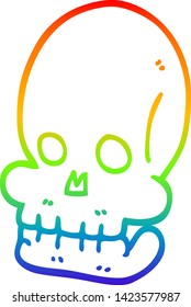 dibujo de una línea de gradiente de arcoiris con un cráneo espeluznante de dibujos animados
