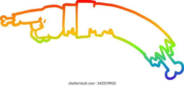 rainbow gradient line drawing of a cartoon pointing zombie hand