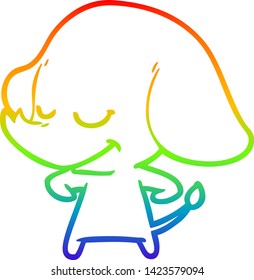 Regenbogengradientenzeichnung eines Cartoons, der den Elefanten lächelt