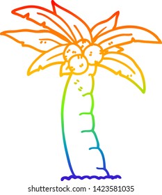 dibujo de la línea de gradiente del arco iris de una palmera de caricatura