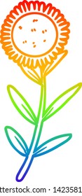 rainbow gradient line drawing of a cartoon sunflower