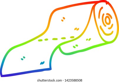 dibujo de línea de gradiente de arco iris de un rollo de inodoro de dibujos animados