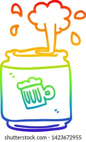 rainbow gradient line drawing of a cartoon can of larger