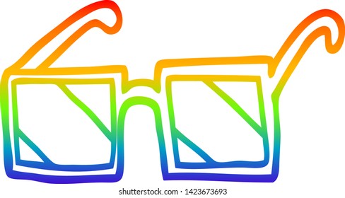 rainbow gradient line drawing of a cartoon square sunglasses