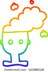 dibujo de la línea de gradiente del arco iris de una joya de dibujos animados incrustada taza
