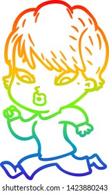 dibujo de una mujer de dibujos animados con gradiente de arco iris