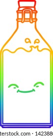 rainbow gradient line drawing of a cartoon old water bottle