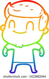 rainbow gradient line drawing of a cartoon friendly man