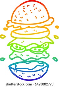 Regenbogen-Farbverlauf-Zeichnung eines Cartoons riesigen Burger
