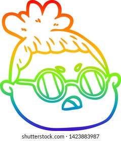 rainbow gradient line drawing of a cartoon female face