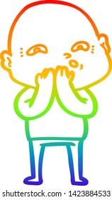 dibujo de una línea de gradiente de arco iris de un hombre nervioso
