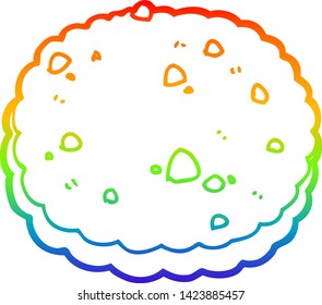 rainbow gradient line drawing of a cartoon biscuit